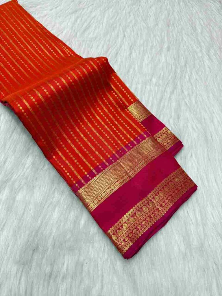 Golden Stripe Kanjivaram Style Saree
