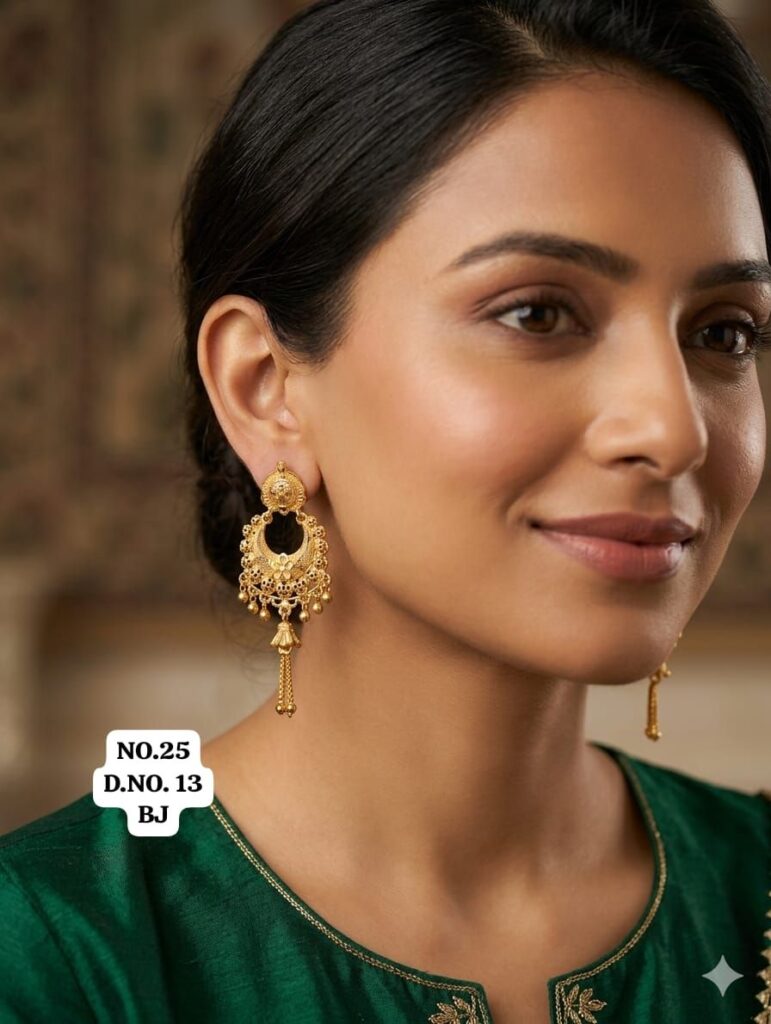 Antique Gold Chandbali Earrings