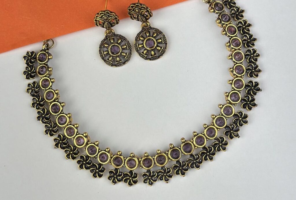 Purple Stone Antique Choker Set
