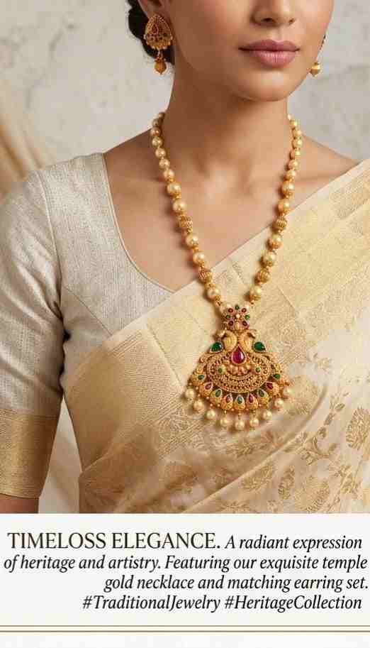 Traditional Temple Pendant Necklace Set