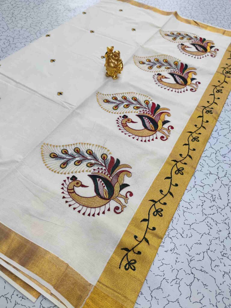 Peacock Feather Bloom Saree