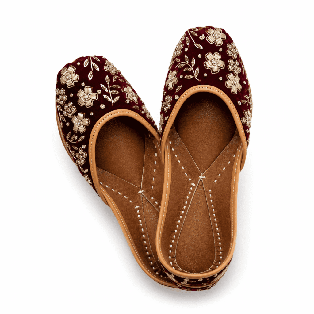 Ruby Blossom Embellished Flats