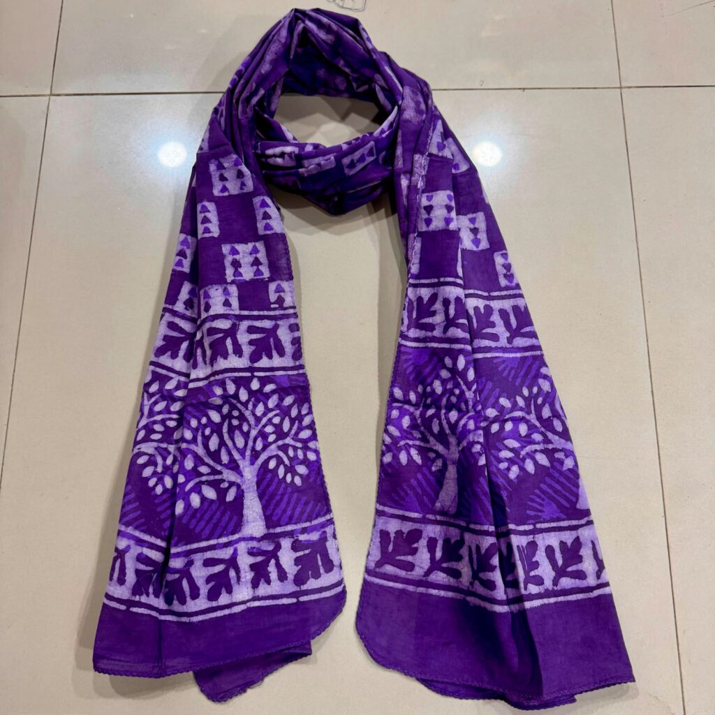 Purple Tree of Life Batik Scarf