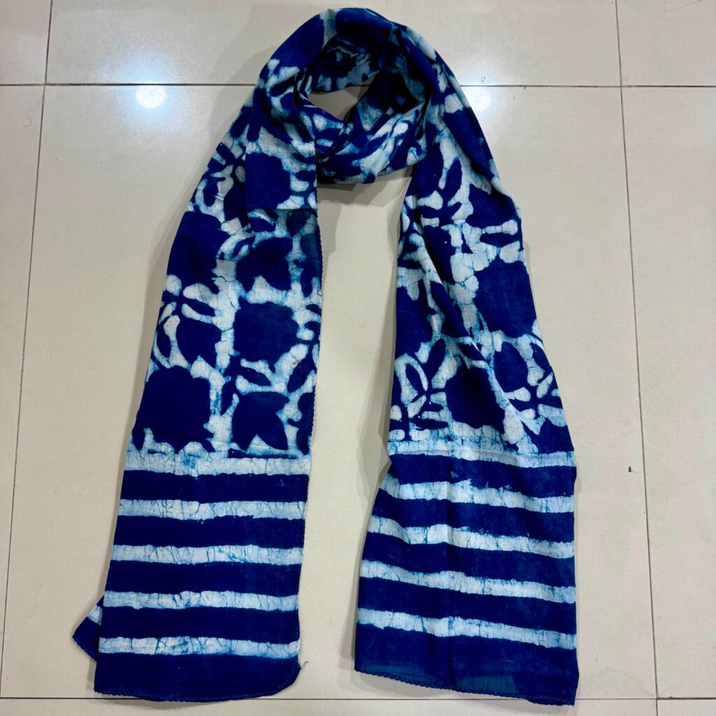 Indigo Floral Batik Scarf