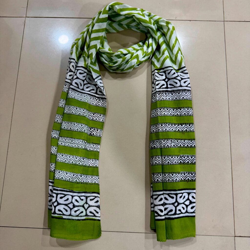 Green Chevron Ethnic Scarf