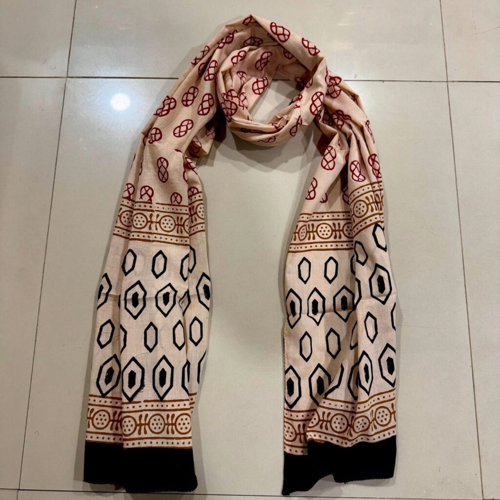 Beige Geometric Ethnic Print Scarf