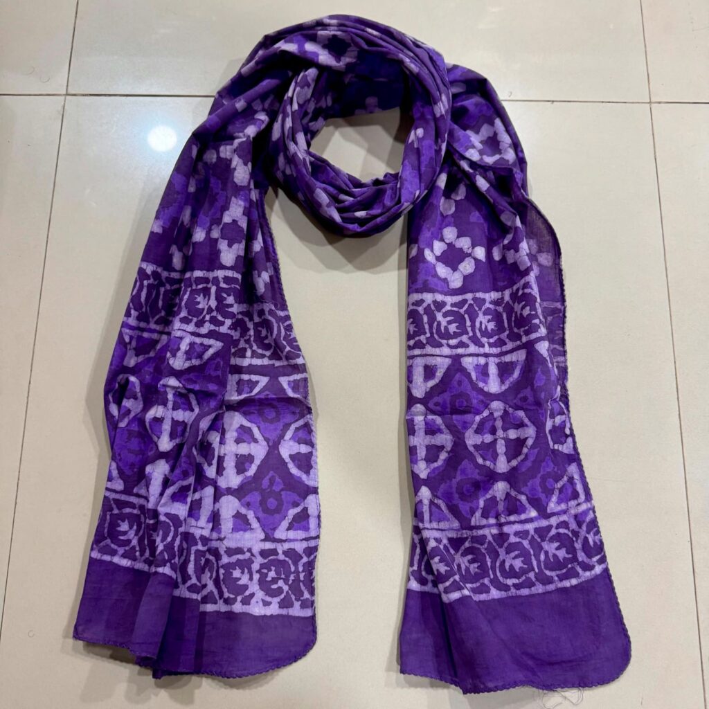 Purple Batik Print Cotton Scarf