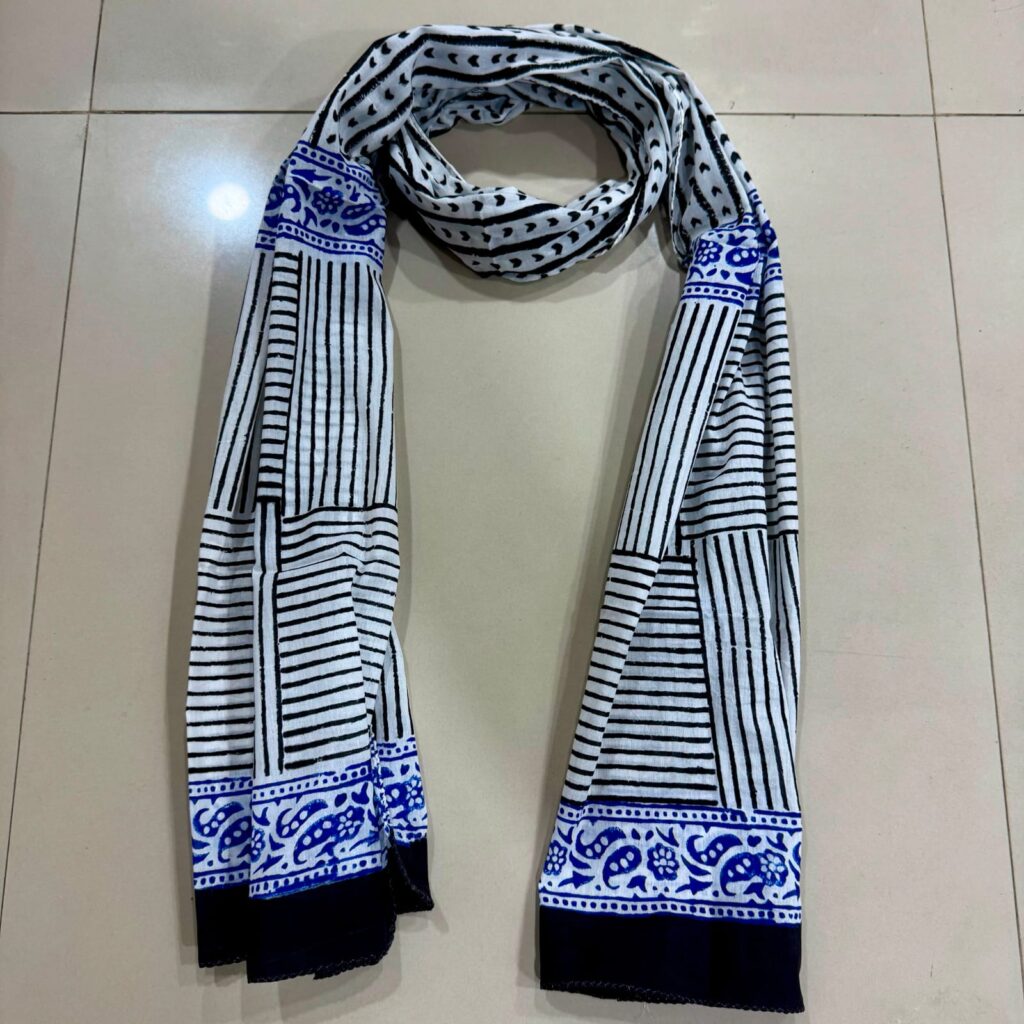 Black & White Stripe Cotton Scarf