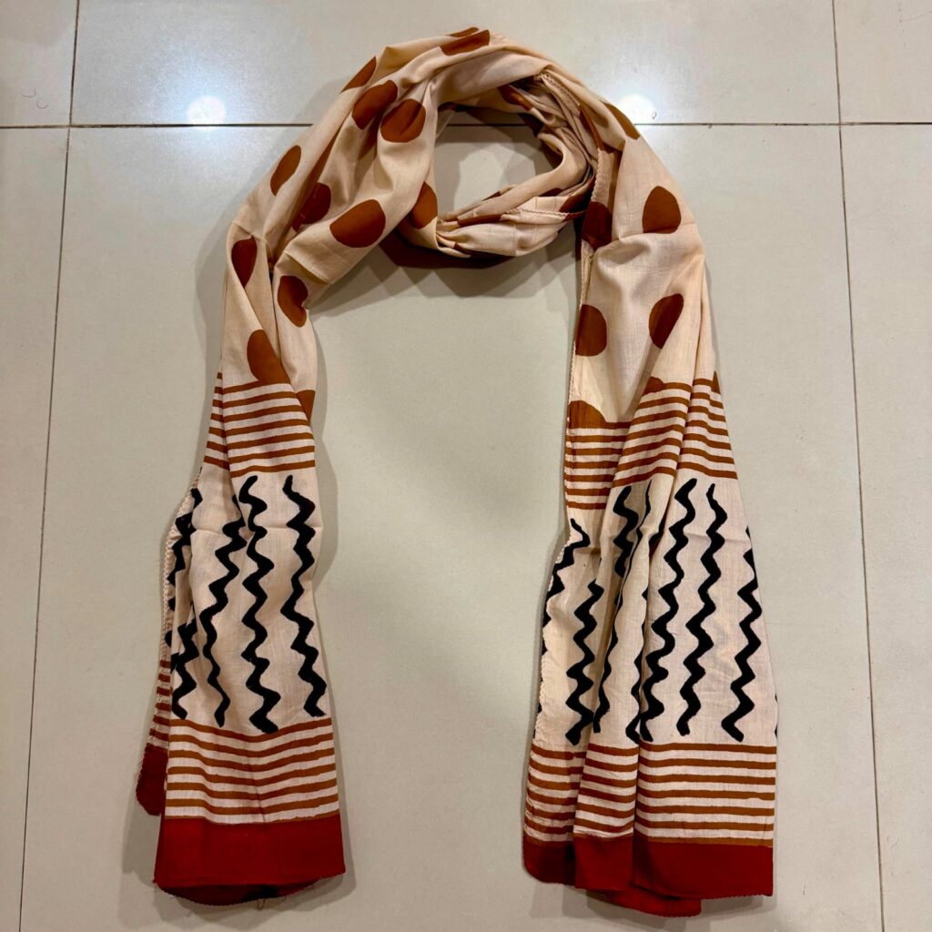 Polka & Wave Pattern Batik Scarf