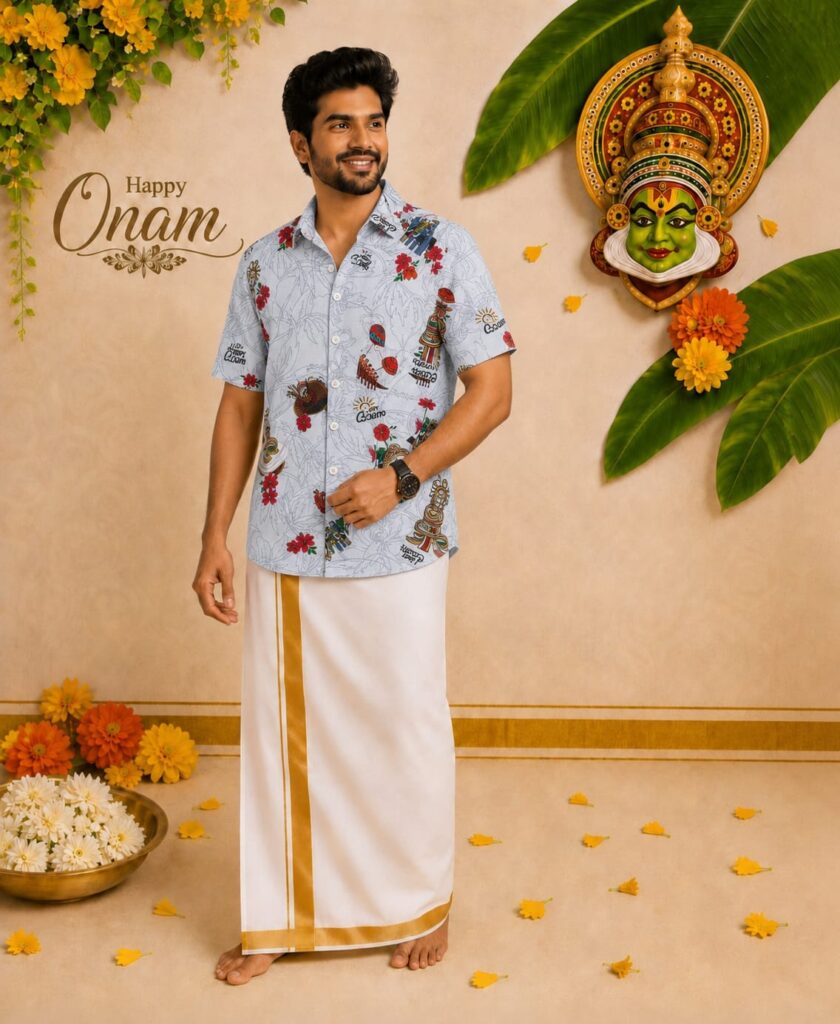 Mundu + shirt